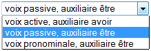 menu déroulant 'voix'